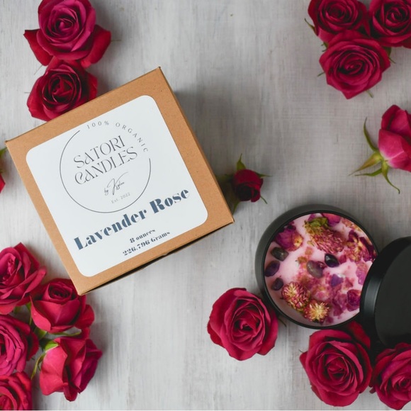 LavenderRose Quartz Crystal Candle Organic - Picture 4 of 11